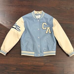 Zara Kids  Light Blue and Cream Varsity Jacket